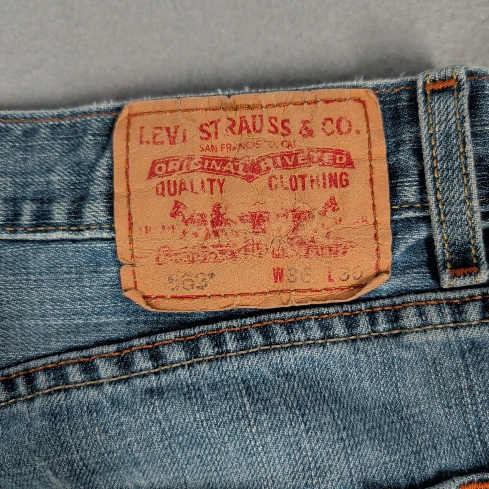 Levi's 569 Jeans Mens 36x30 Blue Loose Straight Distressed Denim Rugged Workwear